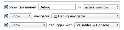 Screenshot of an Xcode behavior configured for test events.