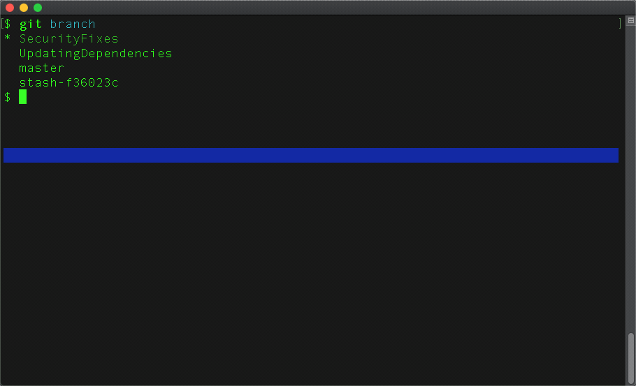Animated demo of using fzf to switch git branches.
