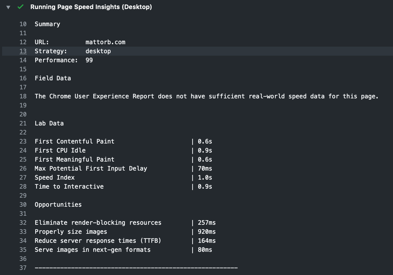 Screenshot of a Google PageSpeed Insights report.