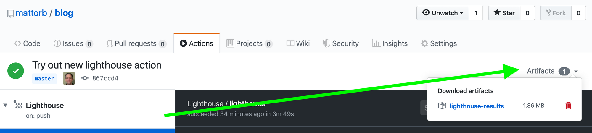 Screenshot of a Lighthouse report summary.